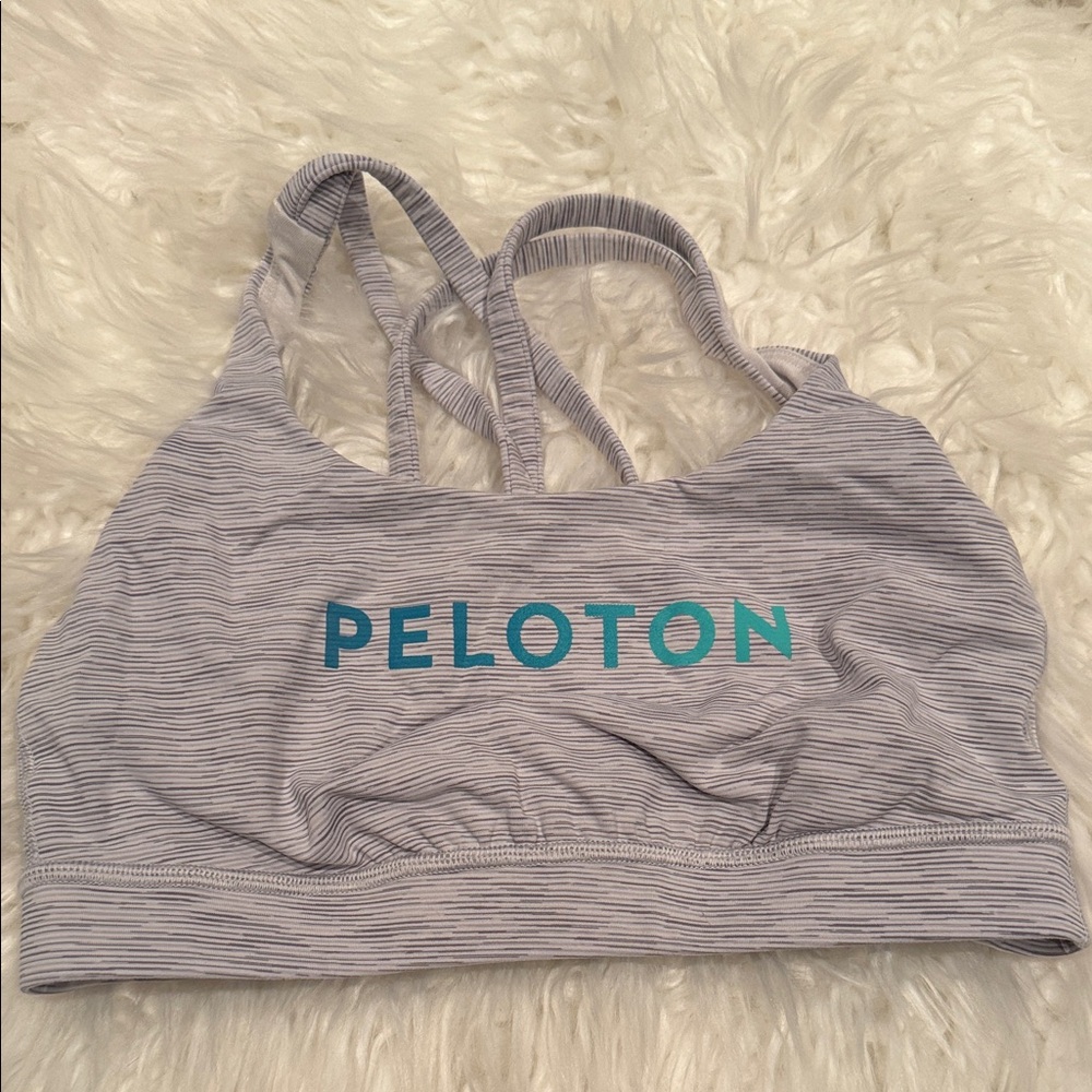 Peloton Striped Gray Sports Bra